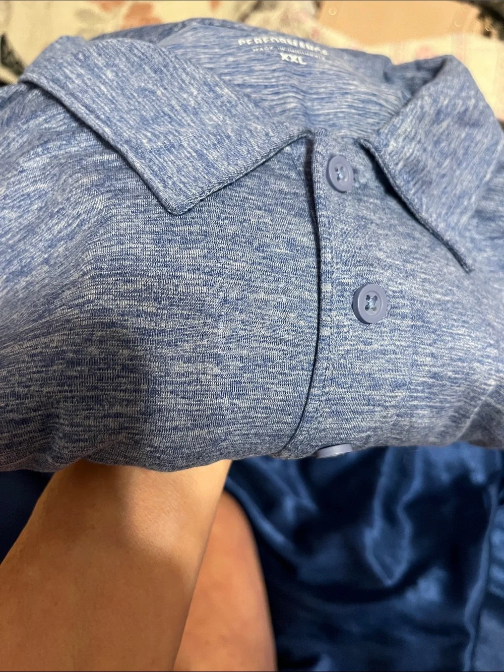 J. Crew Men's Heathered Light Blue Performance Polo